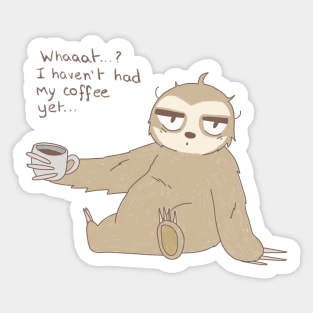 Cute Lazy Sloth With Coffee Drawing Sticker